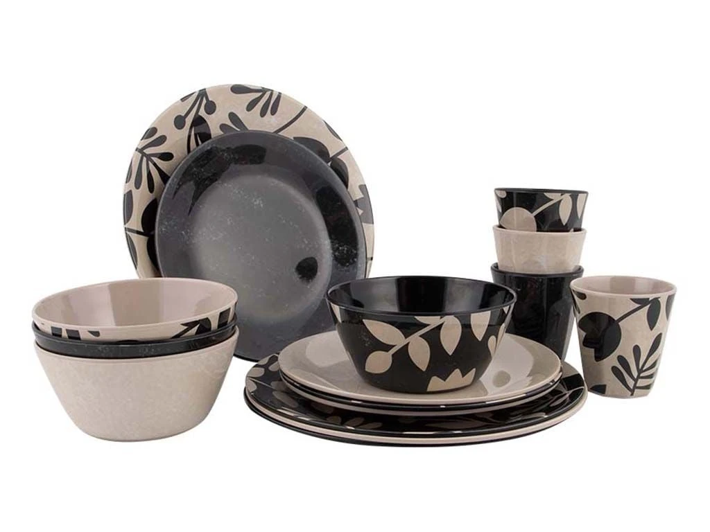 Bo-Camp Mix & Match 16-delig Serviesset - Beige/Black 1 Bo-Camp Mix & Match 16-delig Serviesset - Beige/Black