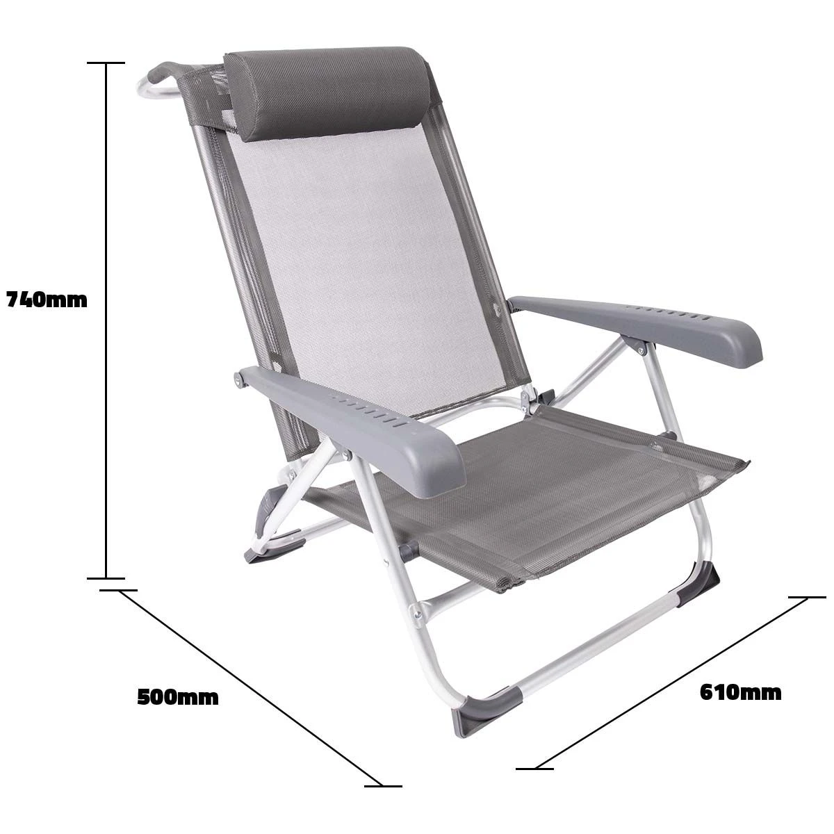 Bo-Camp Saint-Tropez Grey Strandstoel 4 Bo-Camp Saint-Tropez Grey Strandstoel - Afbeelding 4