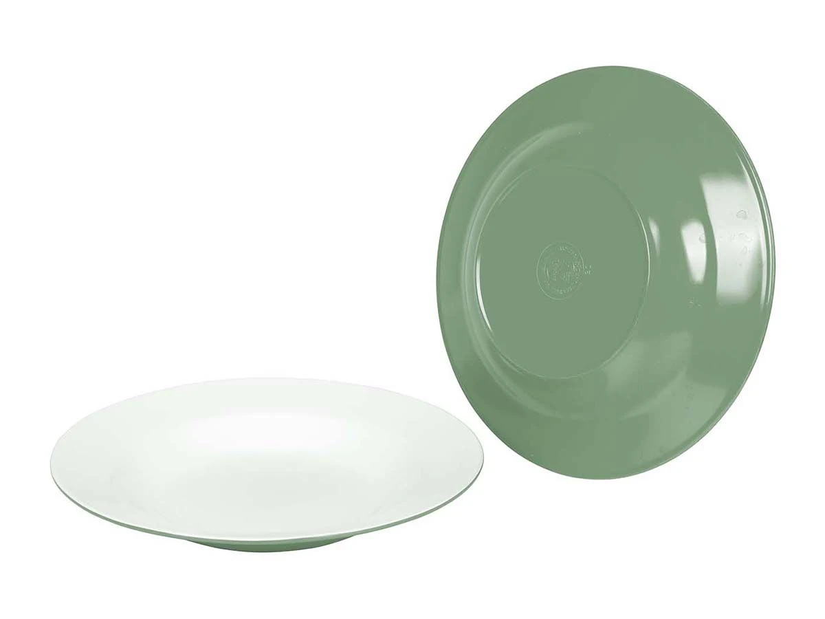Bo-Camp Two-Tone Set Van 4 Melamine Diepe Borden - Green 1 Bo-Camp Two-Tone Set Van 4 Melamine Diepe Borden - Green