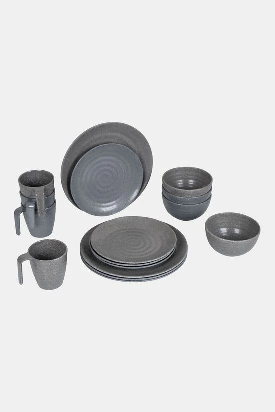 Bo-Camp Servies 100% Melamine 16-Delig Stone 1 Bo-Camp Servies 100% Melamine 16-Delig Stone